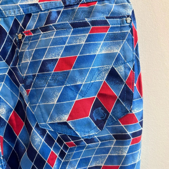 VERSACE Couture Jeans Sz 27 Vintage Geometric Print Pants Jeans Style - Picture 4 of 13